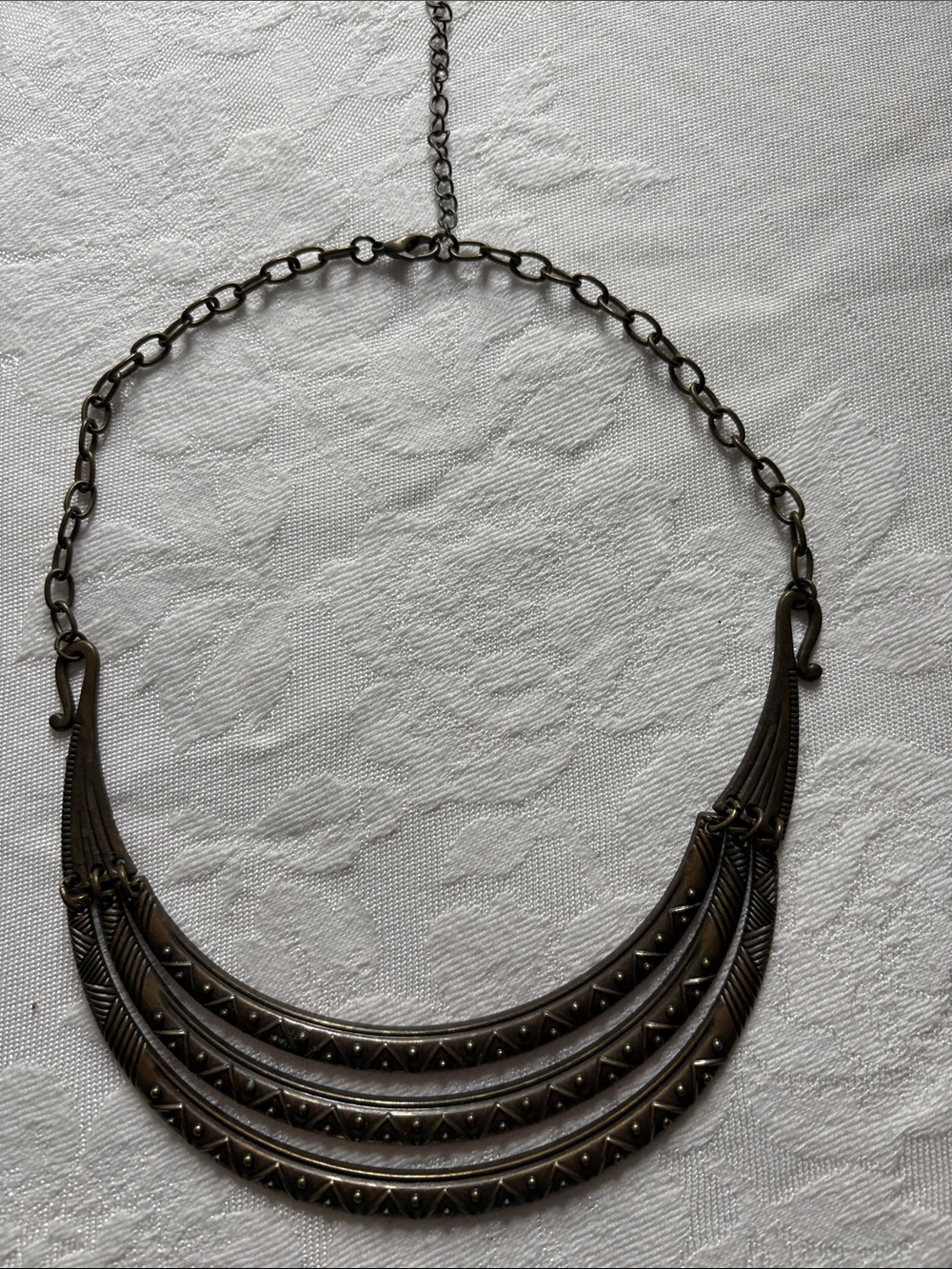 Antique Brass Tiered Crescent Statement Necklace - Women Jewelry